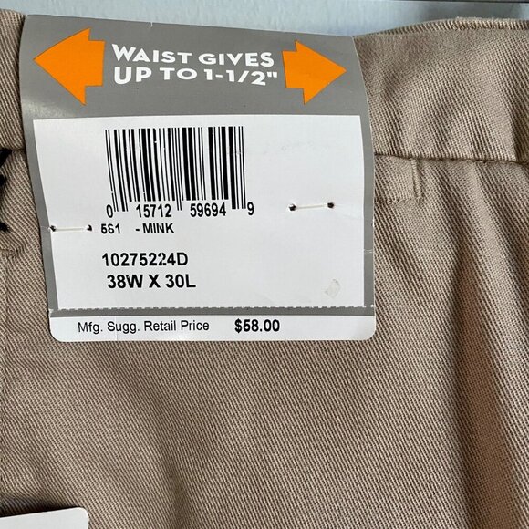 Savane Flat Front Khaki Pants with Hidden Expandable Waistband 38 x 30 NEW - Picture 6 of 10